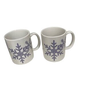 Vicky Howard purple snowflake coffee mugs.